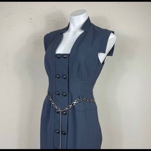 Black Halo Double Breasted Belted Structured Dress